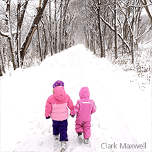 Kids on Snowy Illinois Prairie Path | C Maxwell